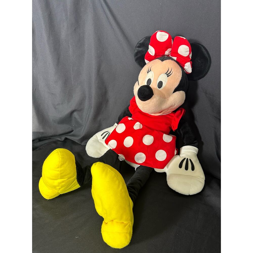 Disney Minnie Mouse Jumbo 29" Vintage Plush with Red White Polka Dot Dress